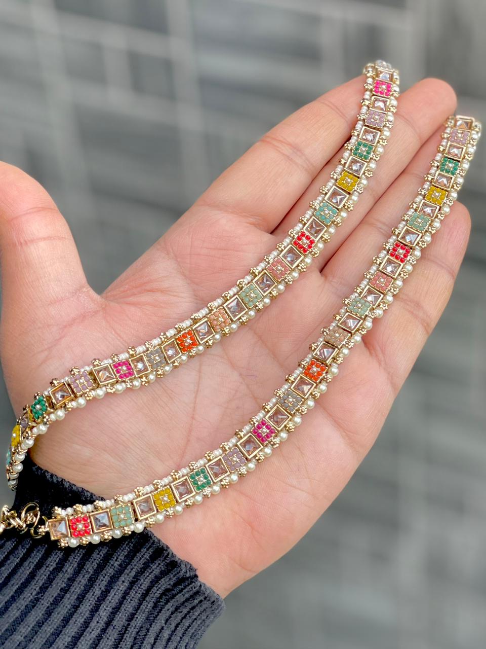 Beautiful Premium Quality Pakistani Look Reverse Ad Stone Work  Payal…. No Compromise In Quality…..